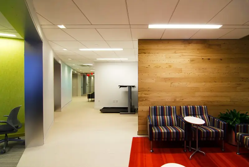Curved glass-walled corridor at IEEE