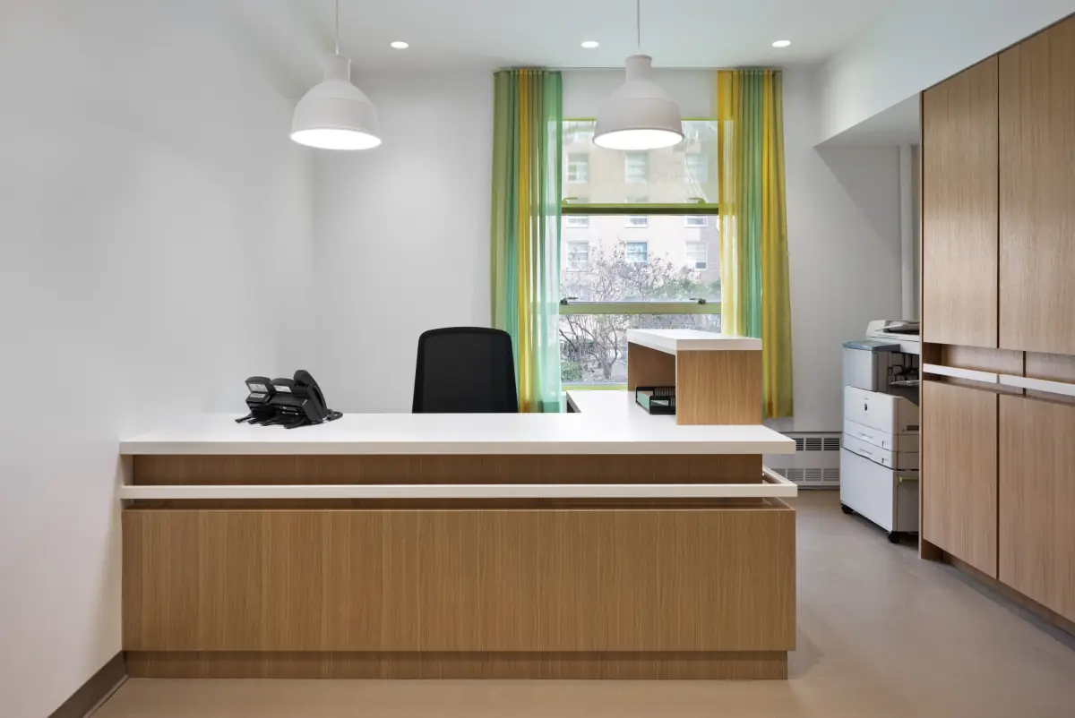 Custom oak reception desk